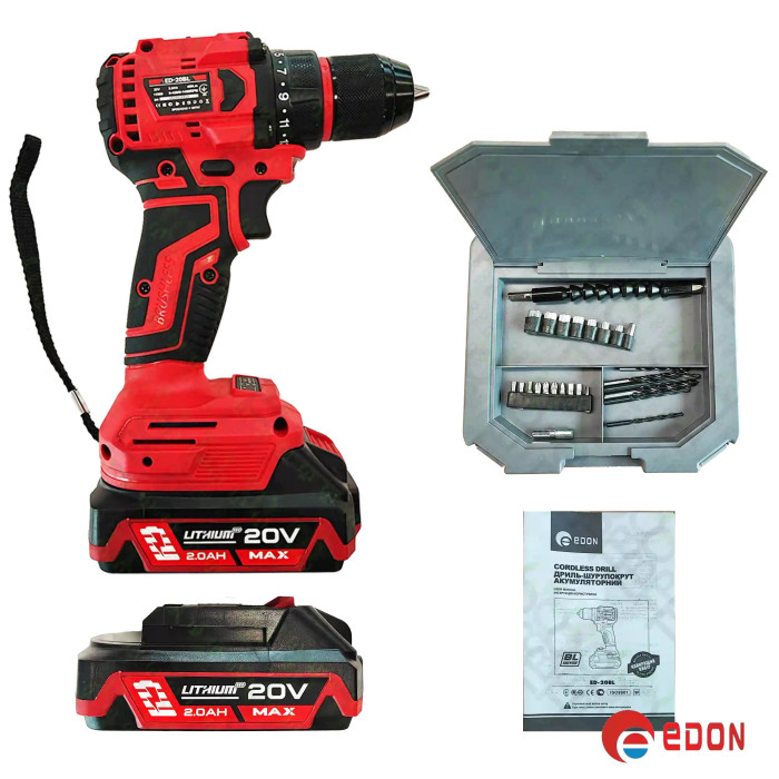 Акумуляторний шуруповерт безщітковий EDON ED-20BL