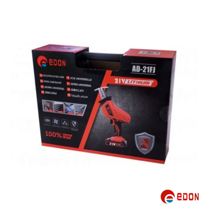 Акумуляторна шабельна пилка EDON AD-21Fj (21V /2.0 А·г)