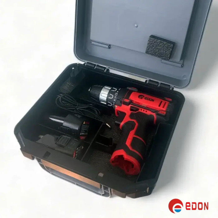 Акумуляторний шуруповерт із набором насадок EDON AD-12CK OL (кейс, 12V / 2.0 А·год, 2 АКБ)