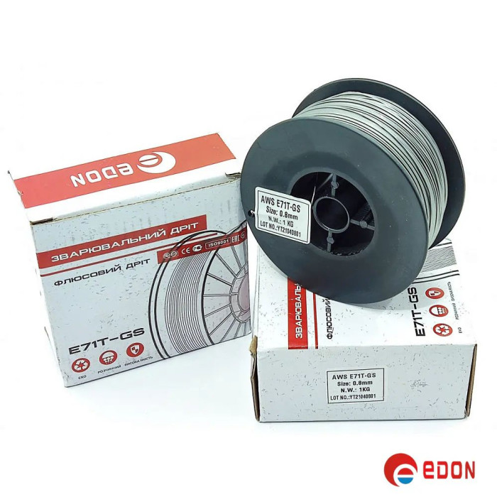 Флюсовий зварювальний дріт Edon 0.8 мм x 1 кг (Е71Т-GS)