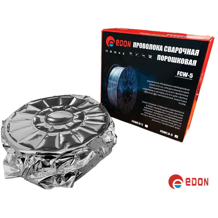 Флюсовий зварювальний дріт Edon 1 мм x 5 кг (Е71Т-GS)